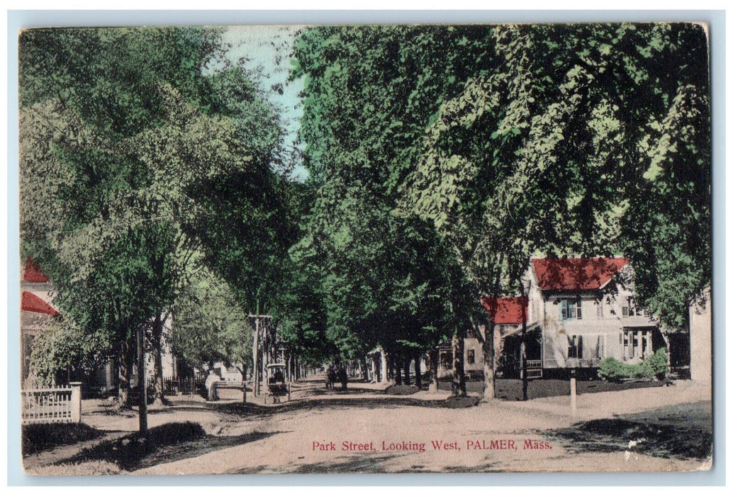 c1910 Park Street Looking West Palmer Massachusetts MA Antique Postcard