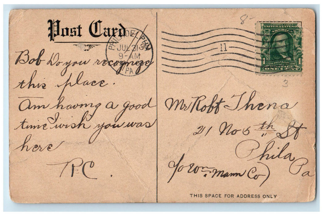 1909 St. John's Church Chews New Jersey NJ Antique Posted HA Dunk Postcard