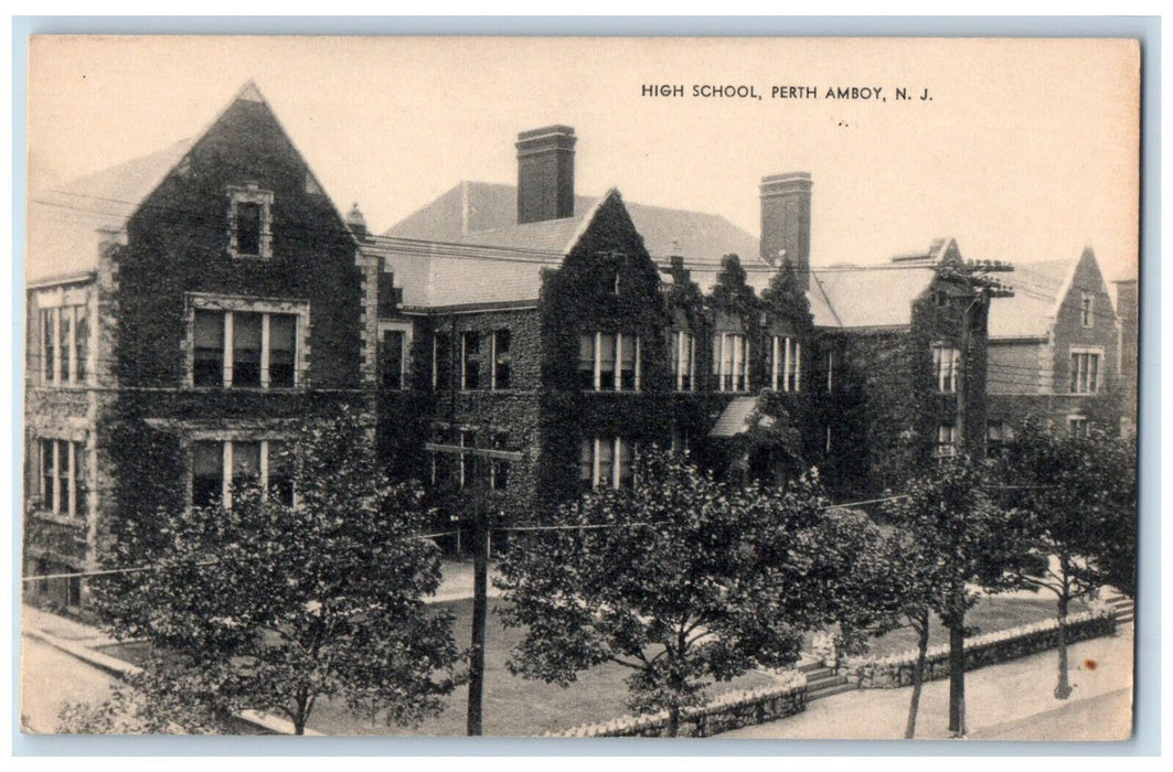 c1910 High School Perth Amboy New Jersey NJ Antique Unposted Postcard
