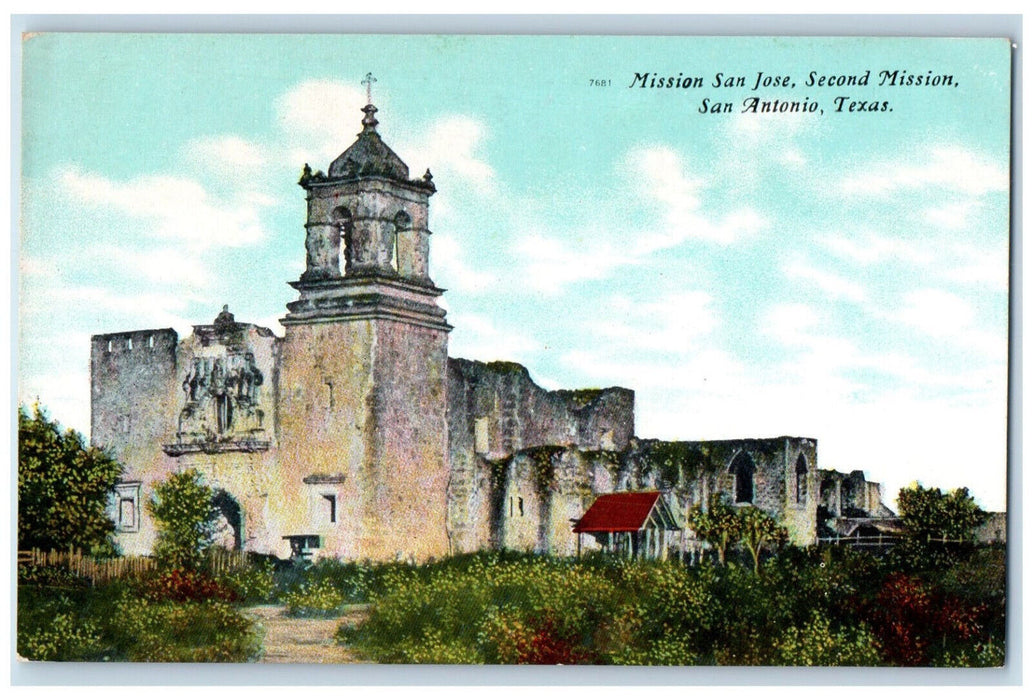 View Of Mission San Jose Second Mission San Antonio Texas TX Vintage Postcard