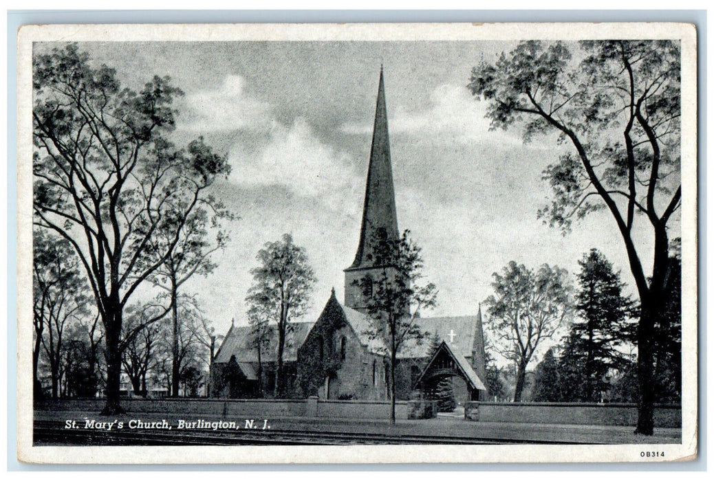 c1920's St. Mary's Church Burlington New Jersey NJ Unposted Postcard