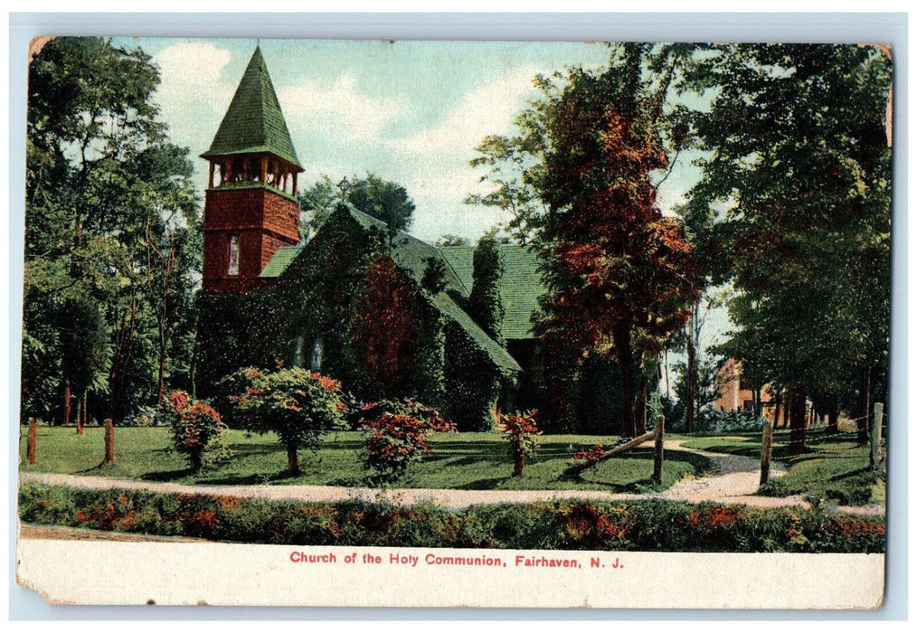 1909 Church of the Holy Communion Fairhaven New Jersey NJ Antique Postcard