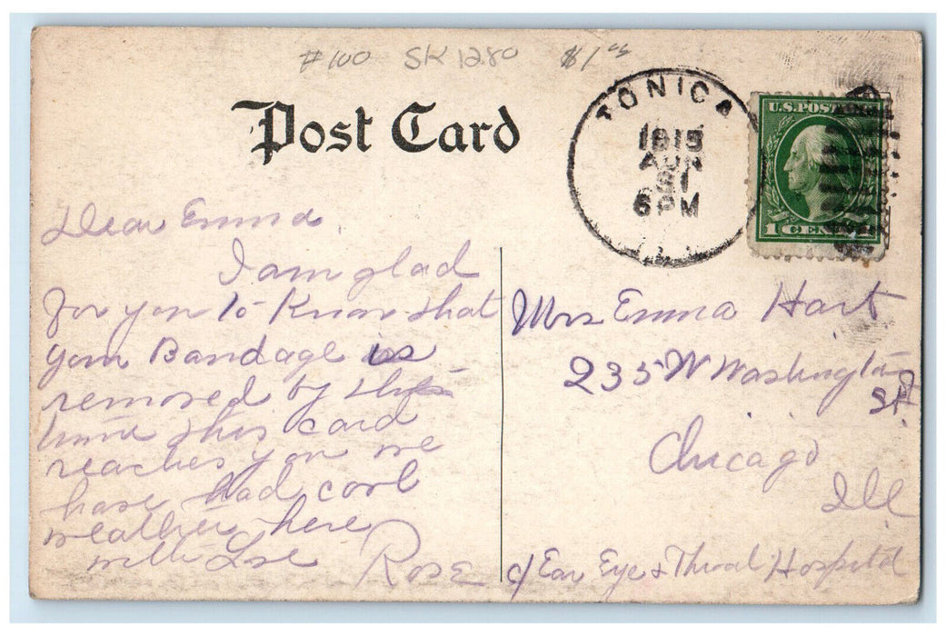 1915 Concrete Bridge Stairway Deer Park La Salle Co Illinois IL Postcard
