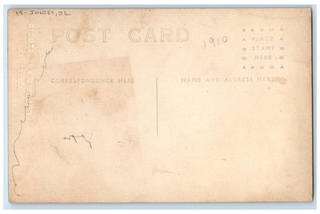 c1910's Little Girl Studio Portrait Joliet Illinois IL RPPC Photo Postcard