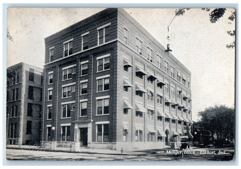 c1910 Scene at Monger Block Elkhart Indiana IN Posted Antique Postcard