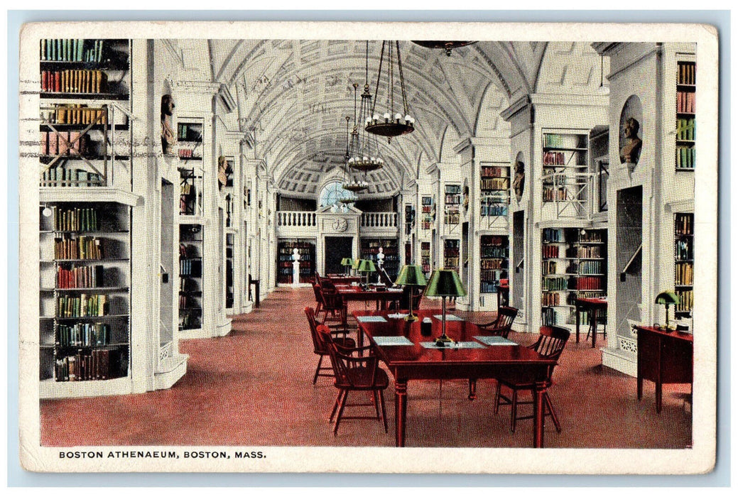 1918 Boston Athenaeum Library Boston Massachusetts MA Antique Posted Postcard