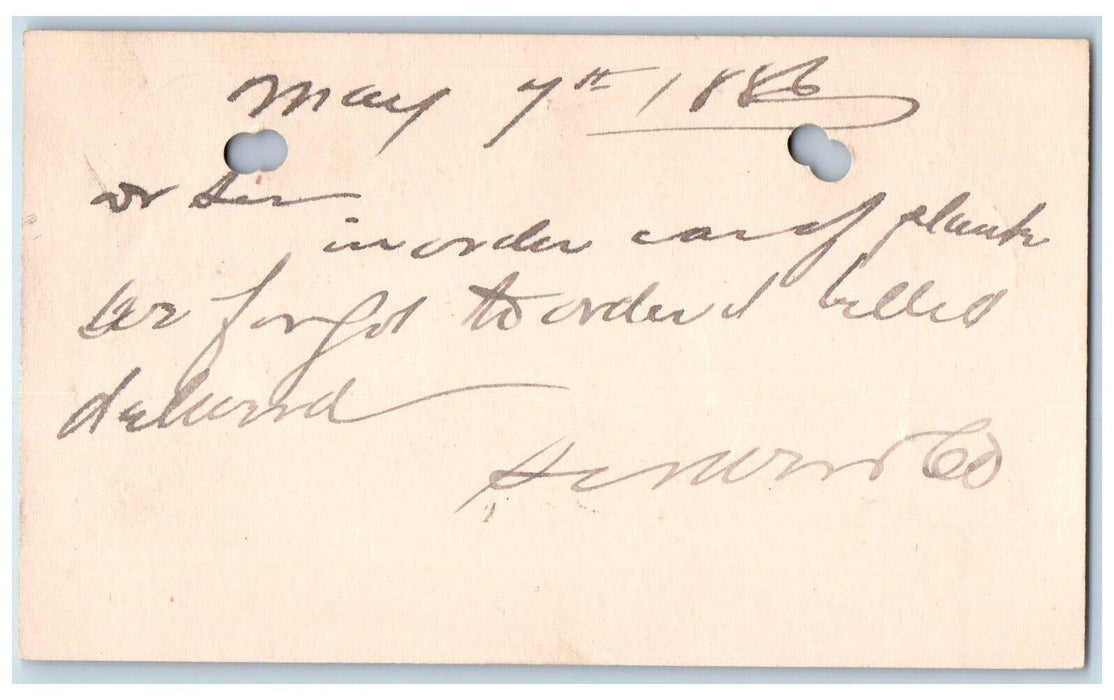 1886 Car Message WJ Young & Co. Denison Iowa IA Clinton IA Antique Postal Card