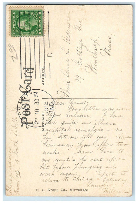 1912 St. Joe Dam Elkhart Indiana IN Posted Antique EC Kropp Co. Postcard