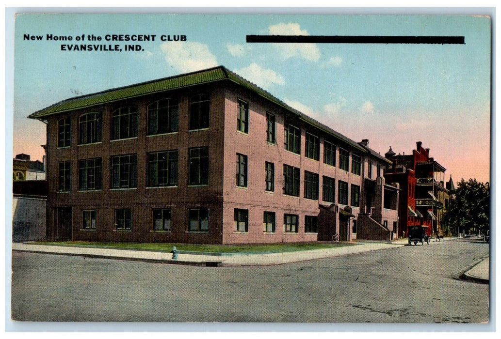 1916 New Home of the Crescent Club Evansville Indiana IN Posted Postcard