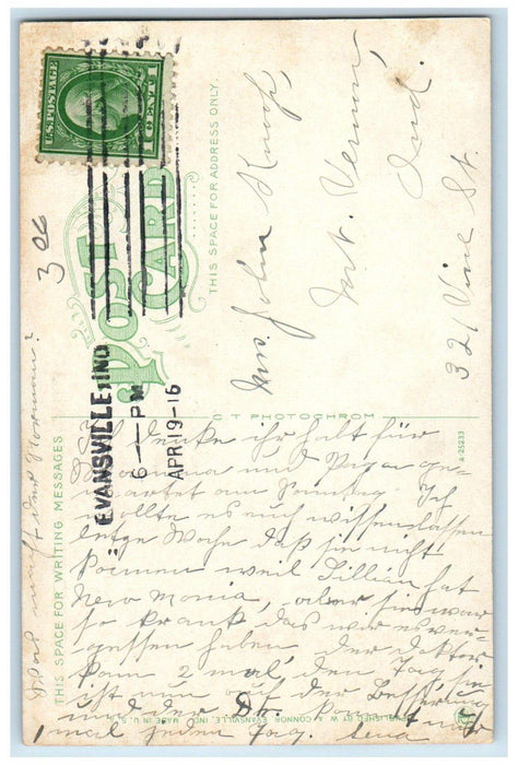 1916 New Home of the Crescent Club Evansville Indiana IN Posted Postcard