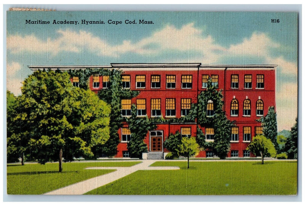 1946 Maritime Academy School Entrance Hyannis Cape Cod Massachusetts MA Postcard