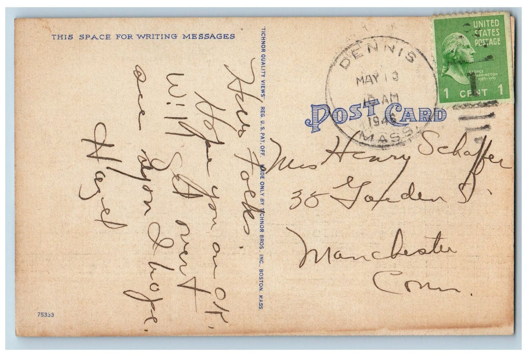 1946 Maritime Academy School Entrance Hyannis Cape Cod Massachusetts MA Postcard