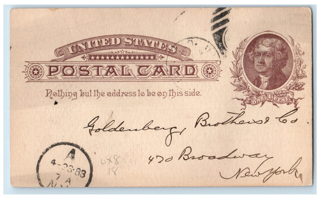 1888 Office of The Fair Chicago Illinois IL Broadway A NY Posted Postal Card