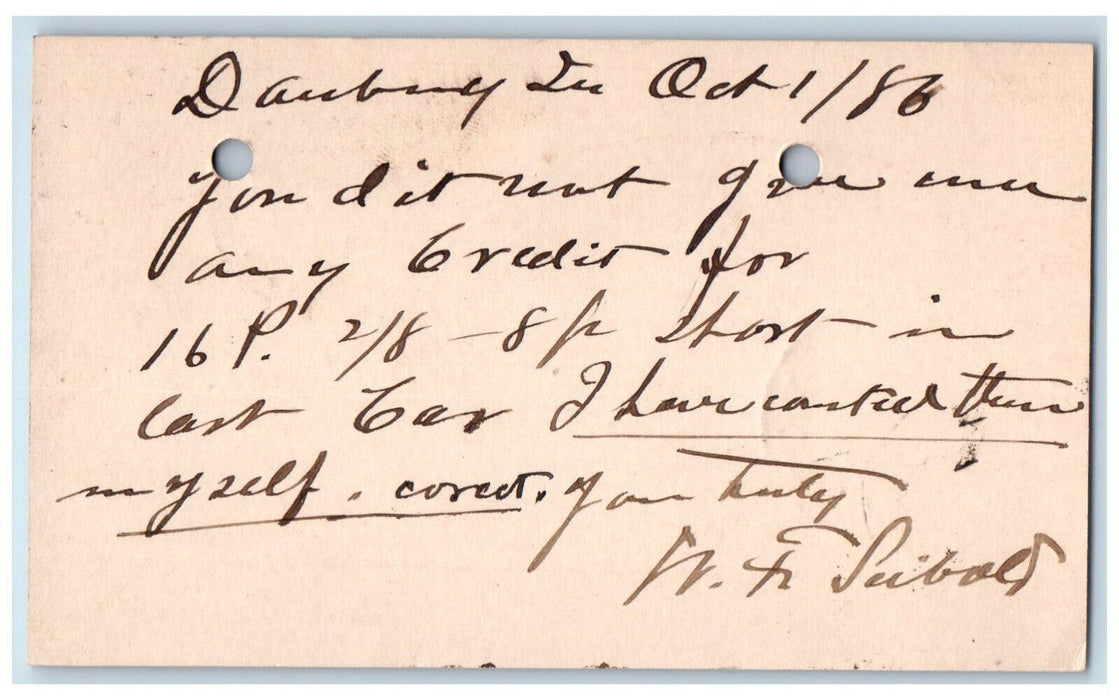 1886 Danbury Iowa IA WJ Young & Co. Clinton Iowa IA Antique Posted Postal Card