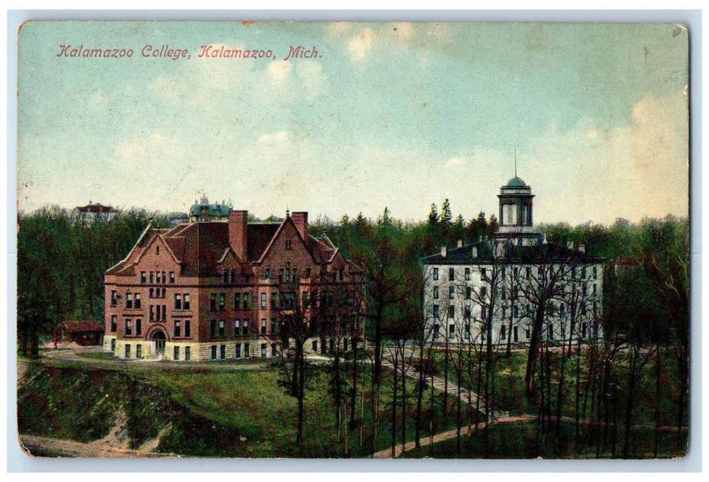 Panoramic View Kalamazoo College Building Kalamazoo Michigan MI Antique Postcard