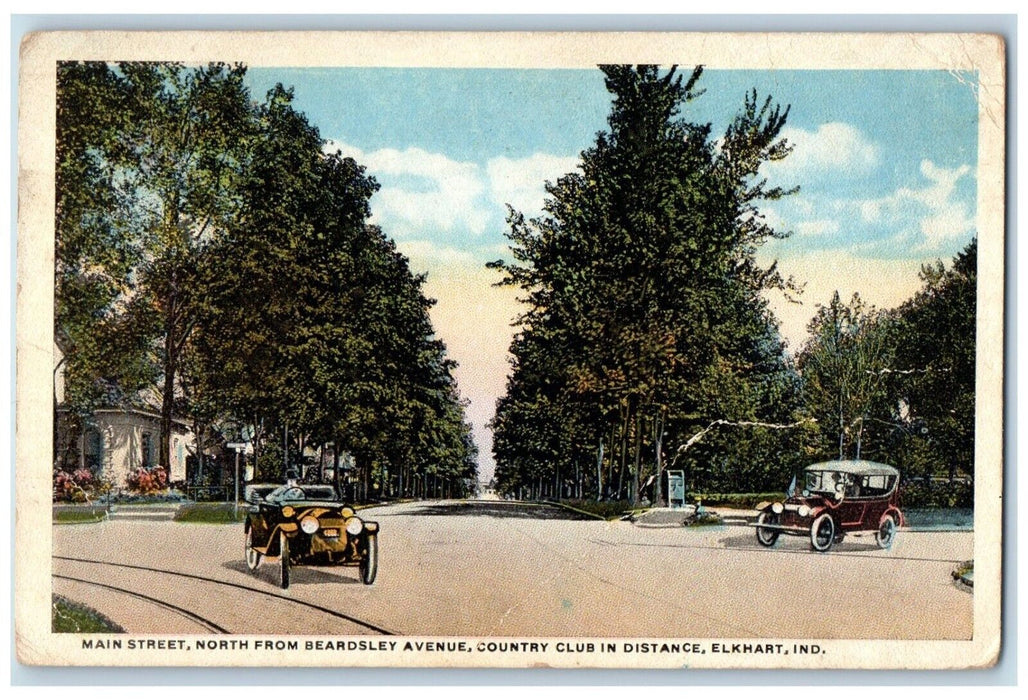 1918 Main Street North from Beardsley Avenue Elkhart Indiana IN Posted Postcard