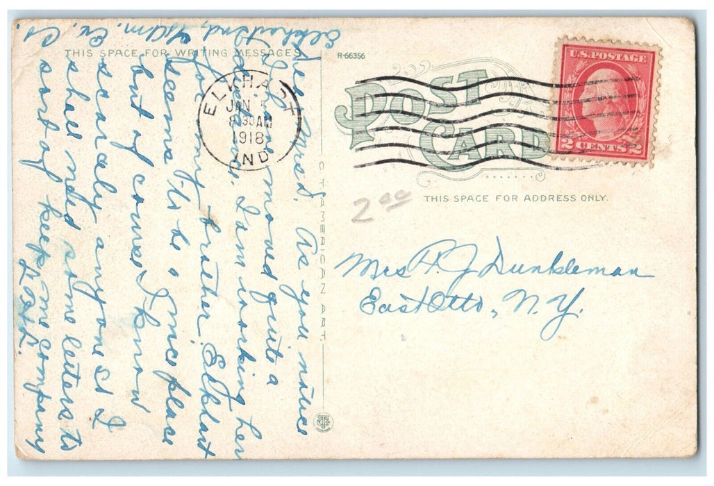 1918 Main Street North from Beardsley Avenue Elkhart Indiana IN Posted Postcard