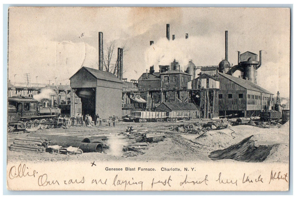 1909 Scene At Genesee Furnace Factory Charlotte New York NY Antique Postcard
