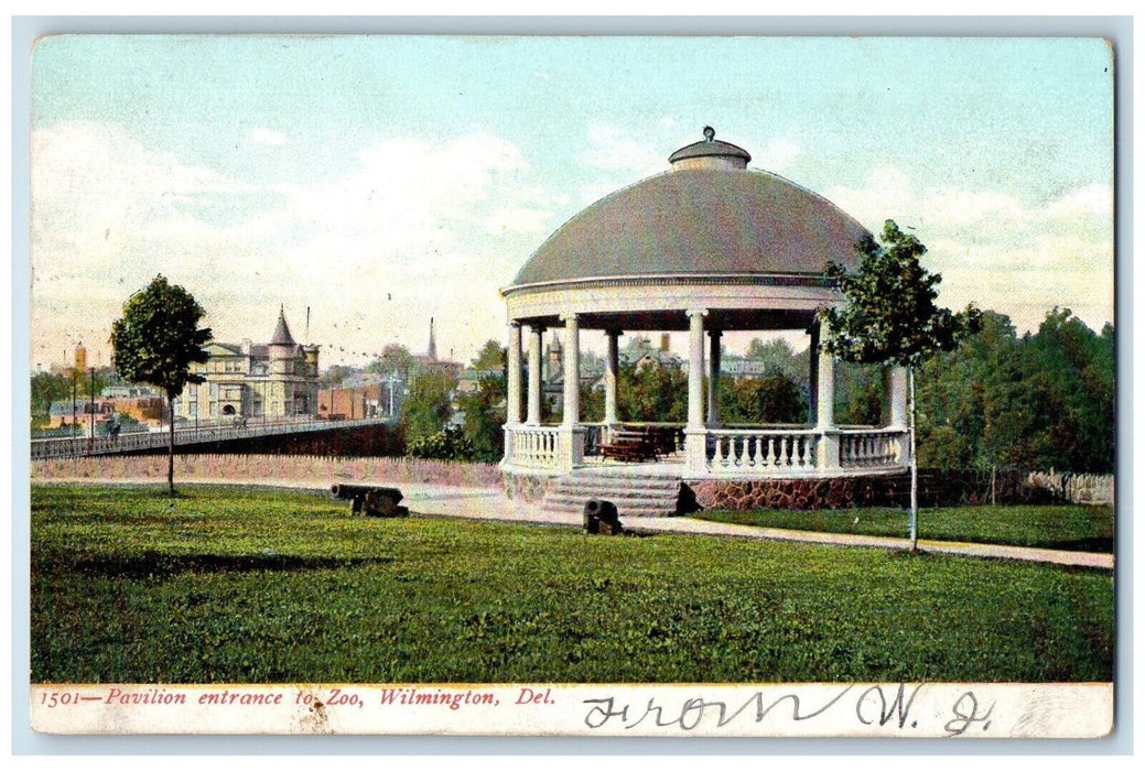 c1905 Pavilion Entrance To Zoo Cannon Wilmington Delaware DE Antique Postcard
