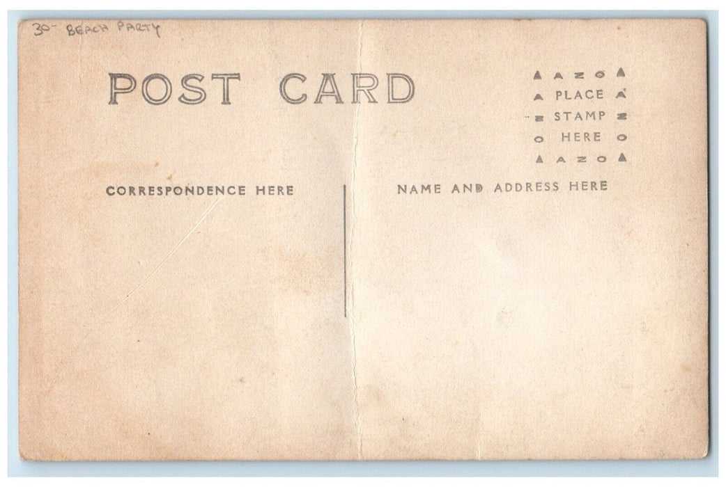 c1910's Beach Party College Students RPPC Photo Unposted Antique Postcard