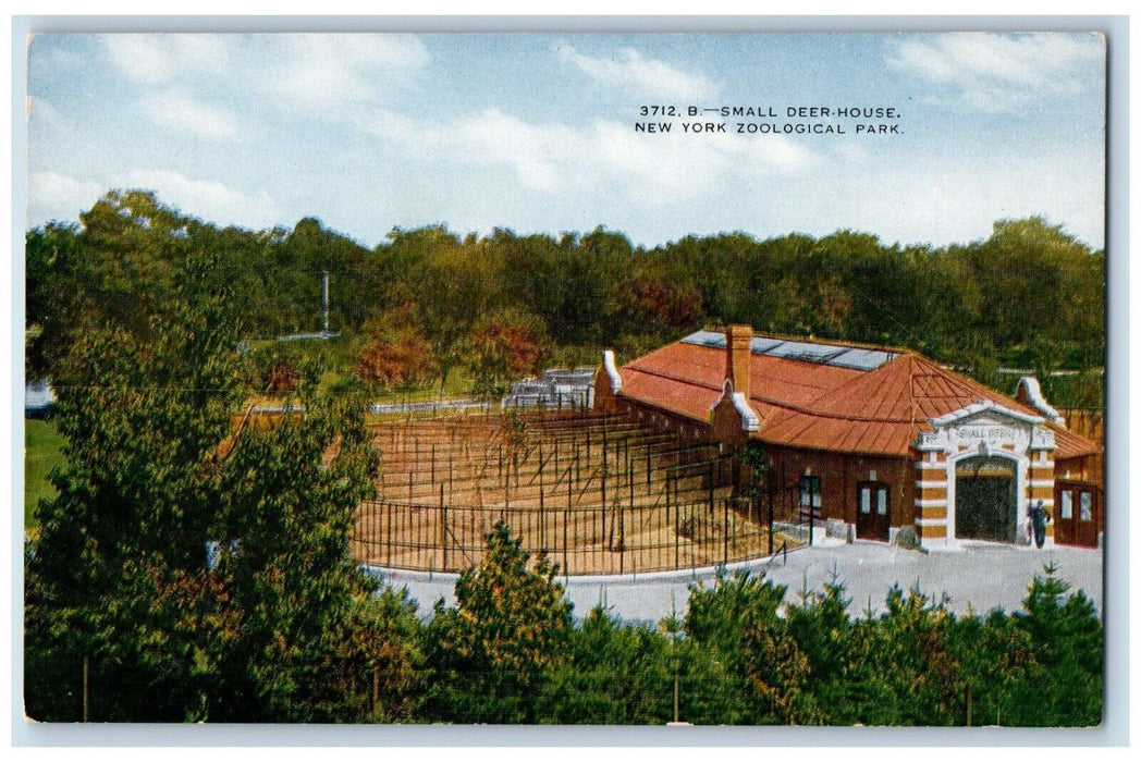 c1910's Small Deer House New York Zoological Park Bronx NY Antique Postcard