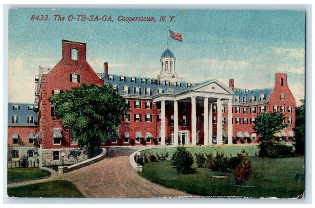 1916 The O-Te-Sa-Ga Resort Hotel Front View Cooperstown New York NY Postcard