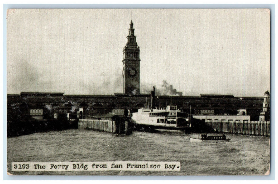 c1905 The Ferry Bldg. from San Francisco Bay California CA Antique Postcard