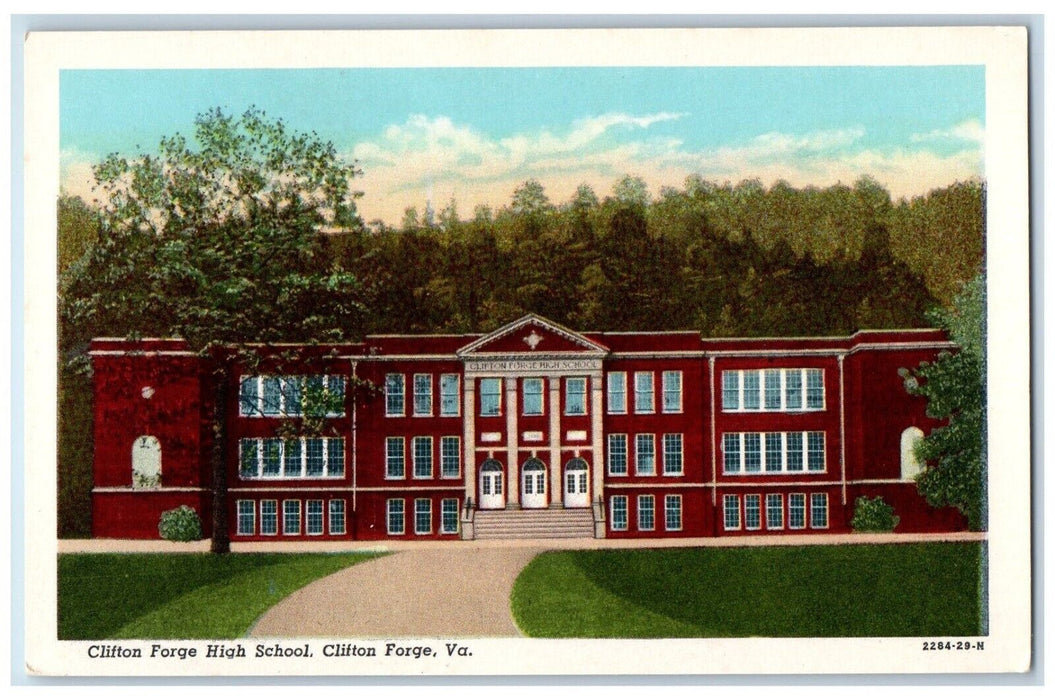 c1930's Clifton Forge High School Building Clifton Forge Virginia VA Postcard