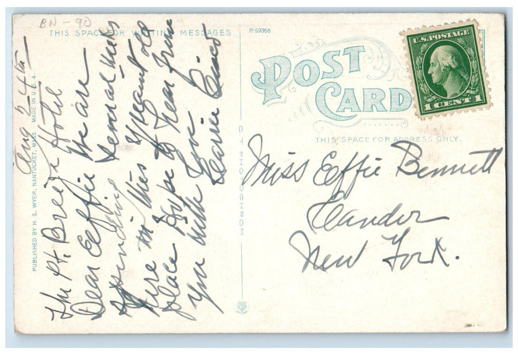 c1910 In Hollyhock Time Nantucket Island Massachusetts MA Posted Postcard