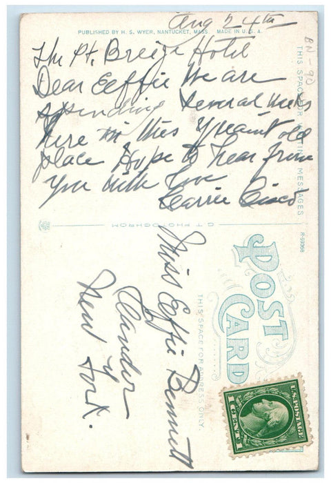 c1910 In Hollyhock Time Nantucket Island Massachusetts MA Posted Postcard