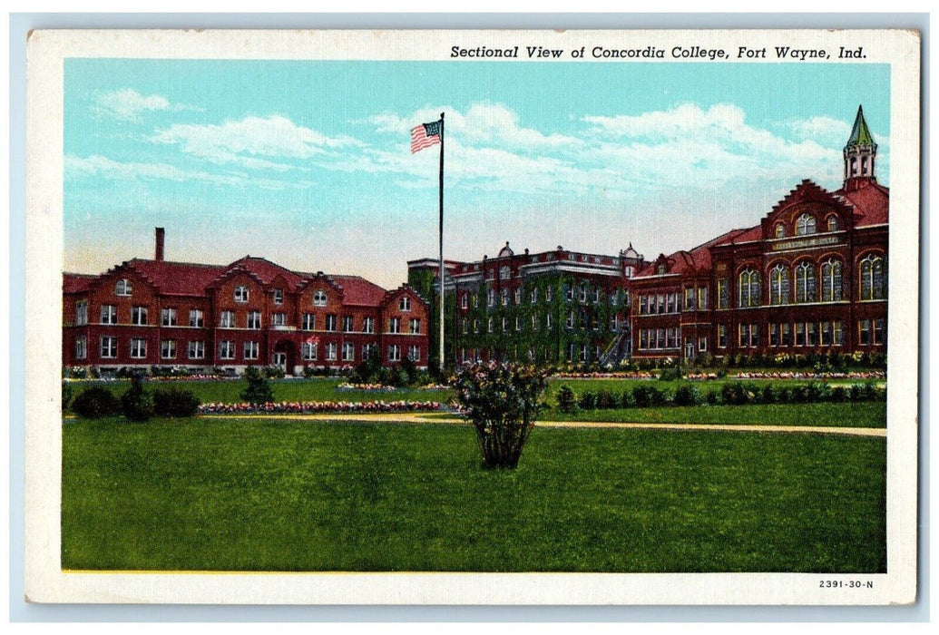 c1950's Sectional View of Concordia College Fort Wayne Indiana IN Postcard