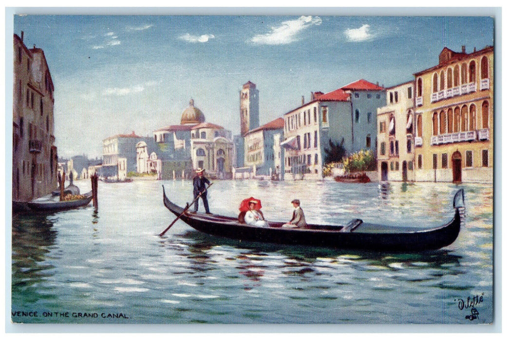 c1910 Venice on the Grand Canal Boat Transportation Oilette Tuck Art Postcard