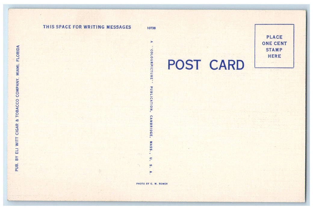 c1950's Good Year Air Dirigible Steamboat Steamship Busy Port Miami FL Postcard