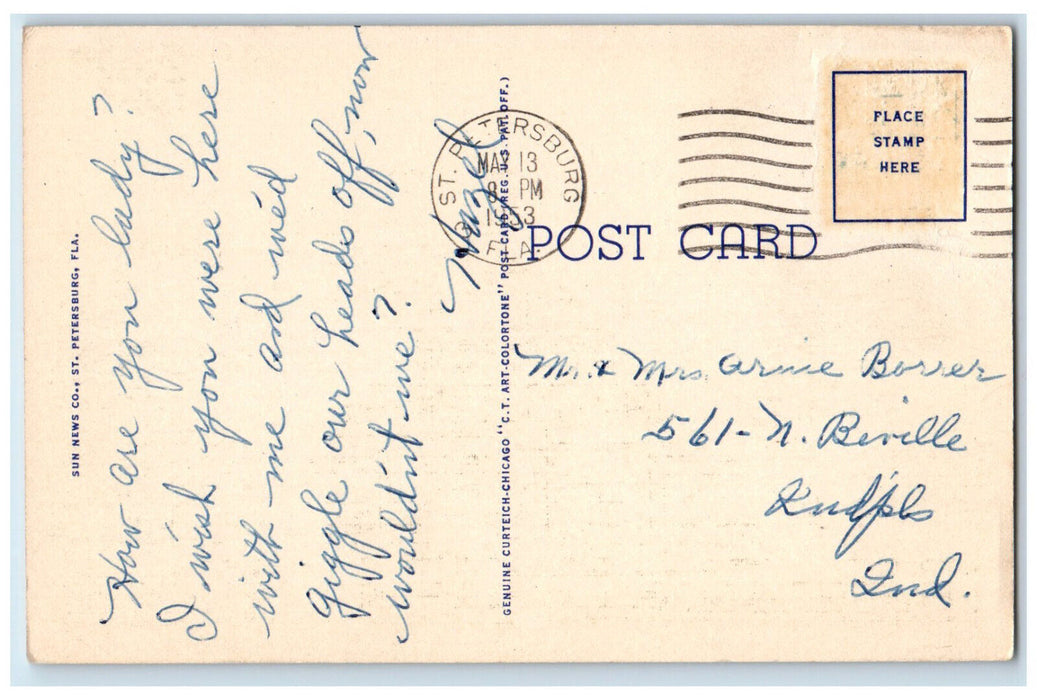 1953 Florida From The Air View Pass-A Grille Beach Florida FL Postcard