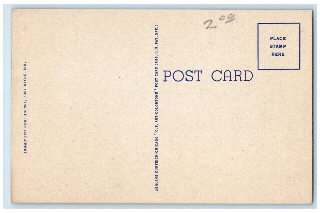 c1940's Calhoun Street Main Business Section Riegel's Fort Wayne IN Postcard