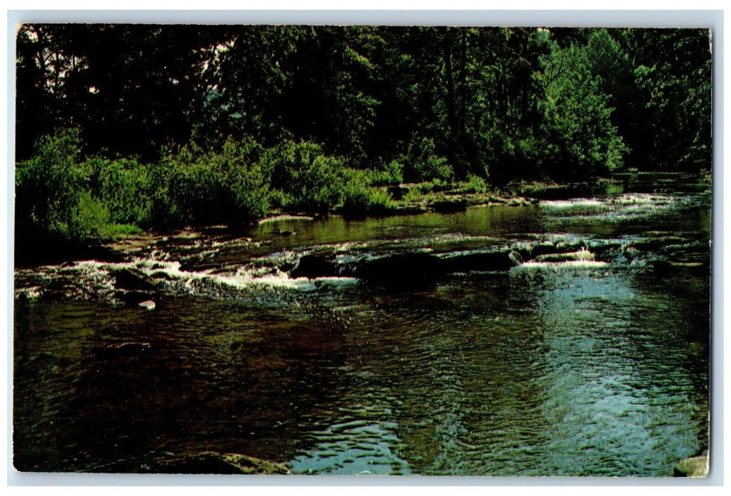 Wakatomika Creek Rushing Waters Edge Of Knox And Licking County Ohio OH Postcard