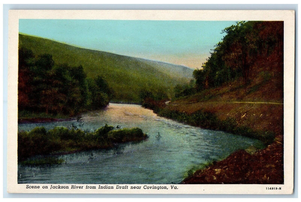 c1930's Scene On Jacson River From Indian Draft Near Covington VA Postcard