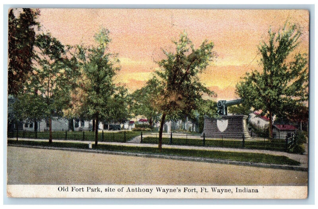 1911 Old Fort Park Site of Anthony Wayne's Fort Fort Wayne Indiana IN Postcard