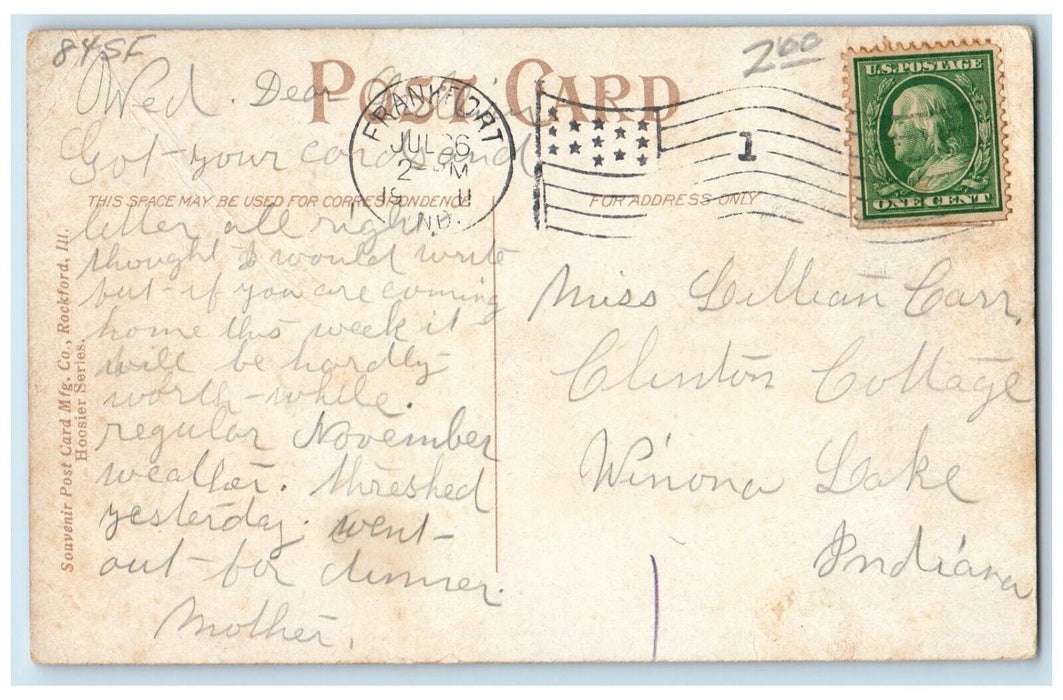 1911 Old Fort Park Site of Anthony Wayne's Fort Fort Wayne Indiana IN Postcard