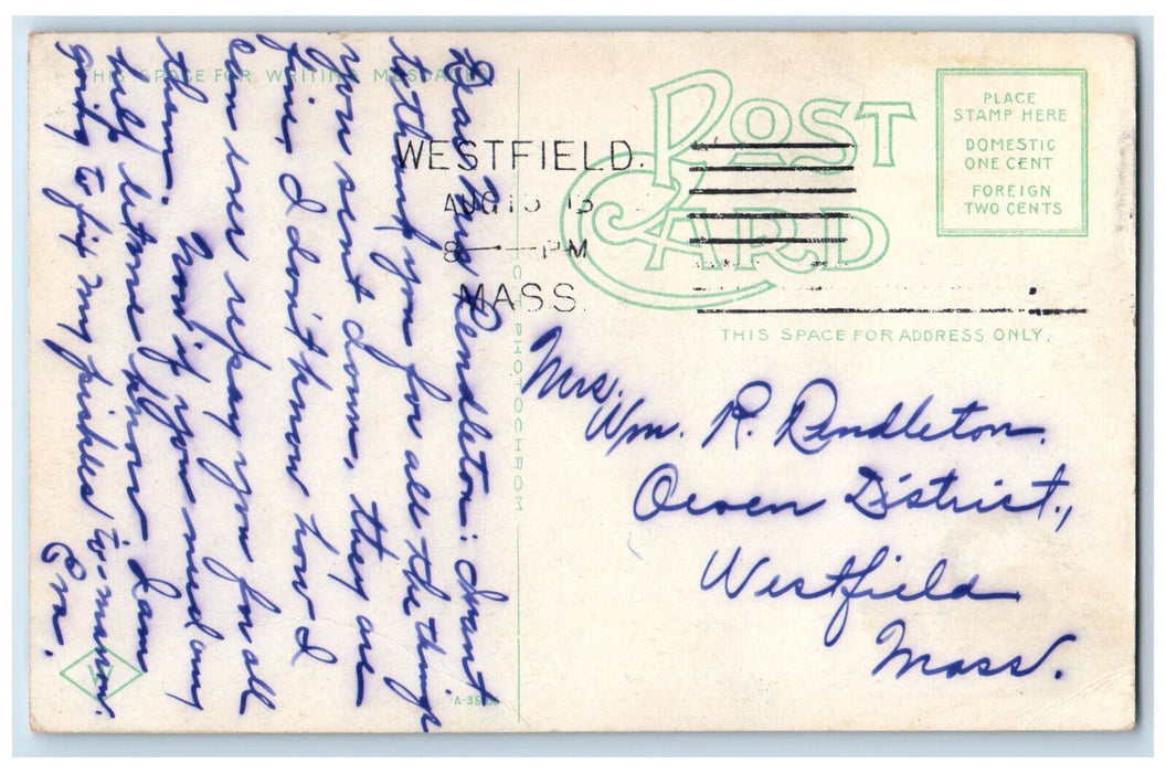 1913 Forbes Library Northampton Massachusetts MA Antique Posted Postcard