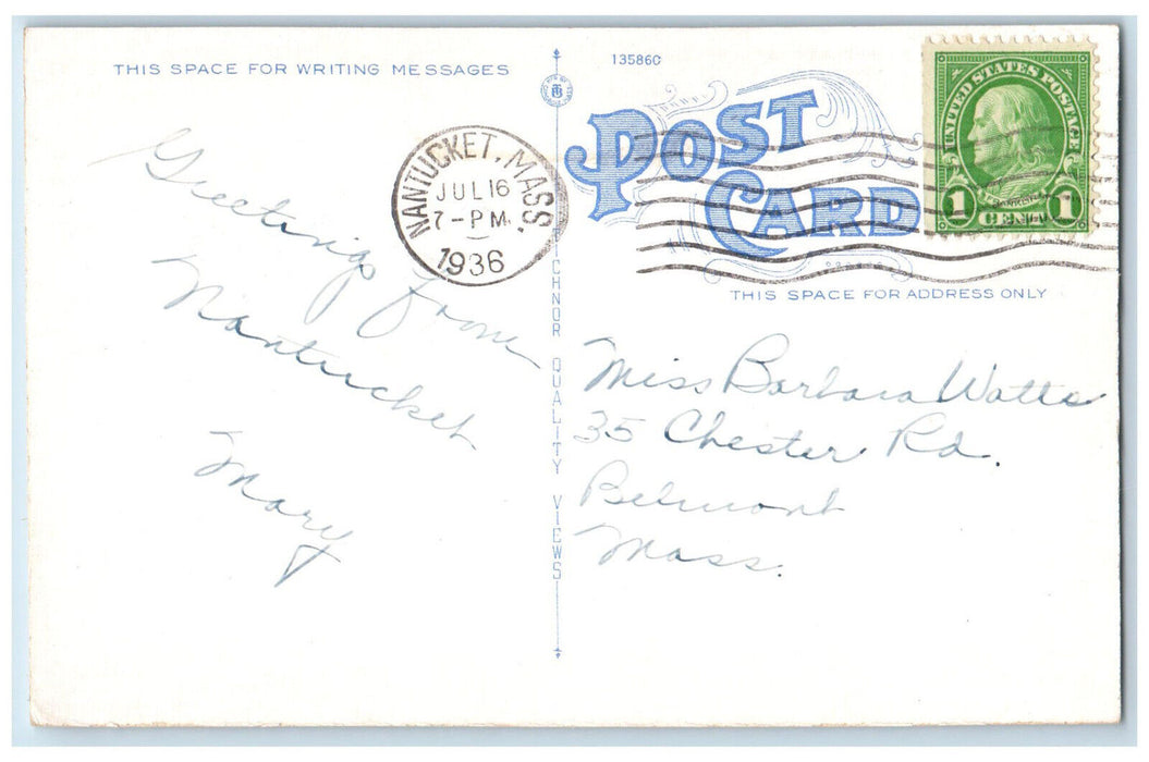 1936 Hither Creek at Madaket Nantucket Massachusetts MA Vintage Postcard