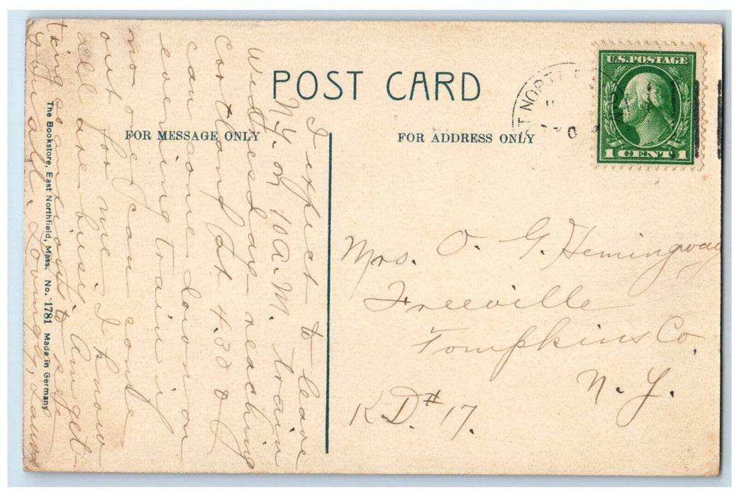 c1910 Main Street Looking South Northfield Massachusetts MA Antique Postcard