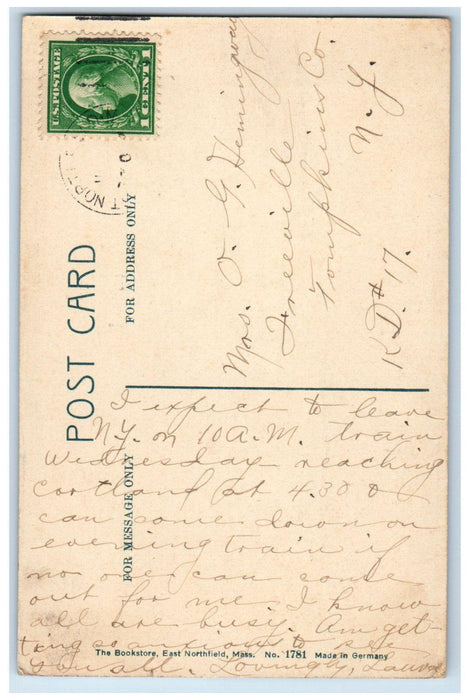 c1910 Main Street Looking South Northfield Massachusetts MA Antique Postcard