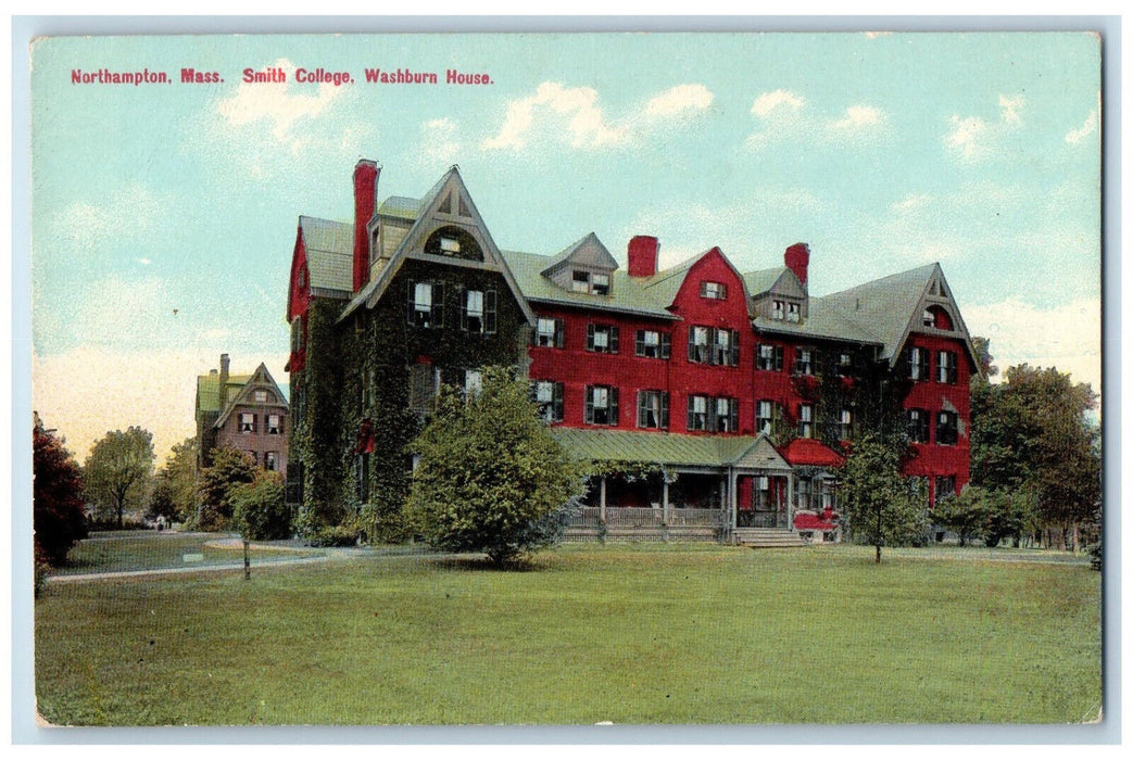 1913 Smith College Washburn House Northampton Massachusetts MA Antique Postcard