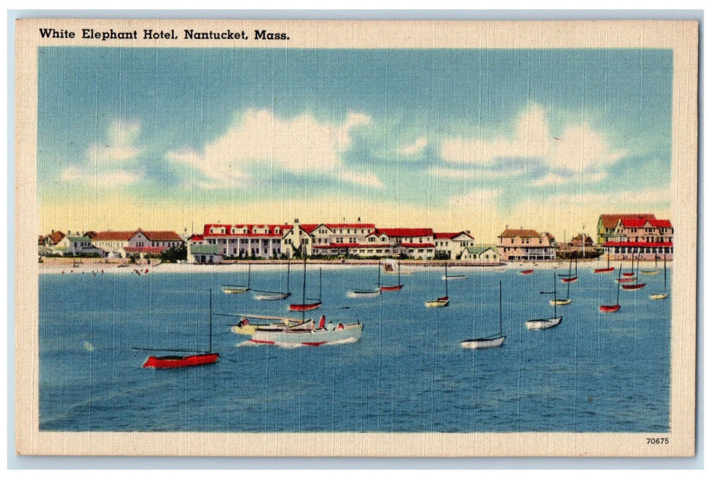 c1940's Fleet of Boat White Elephant Hotel Nantucket Massachusetts MA Postcard