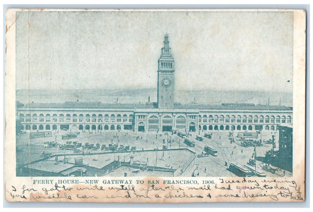 1907 Ferry House New Gateway to San Francisco California CA Posted Postcard