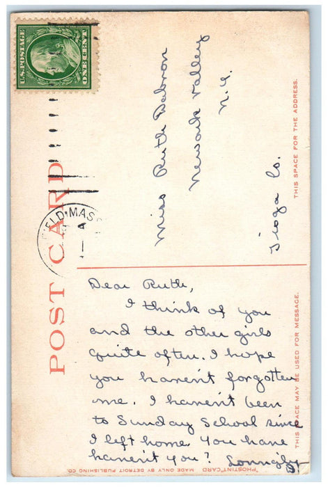 c1920's Main Street Northfield Massachusetts MA Phostint Antique Postcard