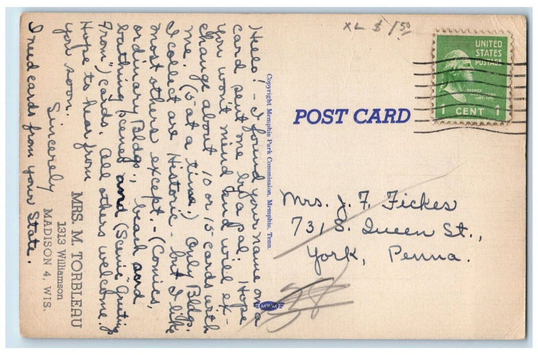c1950's Polar Bear Overtaken Park Zoo Memphis Tennessee TN Vintage  Postcard