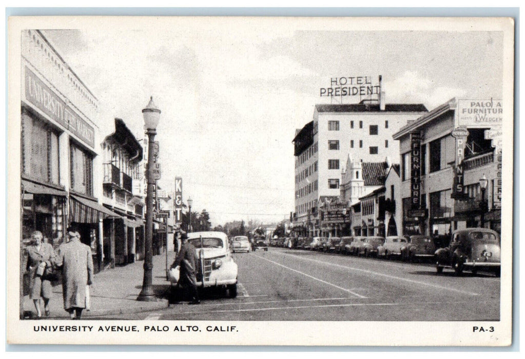 c1950's Hotel President University Avenue Palo Alto California CA Postcard