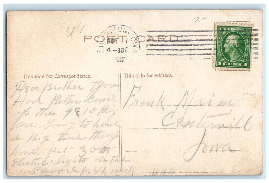 1917 Live Wire Scene Shoe Polishing Hat Chariton Iowa Vintage Antique Postcard